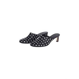 NEW TELA women's leather embellished mules in black